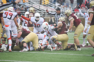 Parris Bennett (30) and Syracuse's defense held the Boston College offense to under 300 yards and made key red-zone stops in a 28-20 win 