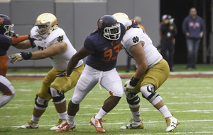 De'Jon Wilson (93) is going to start at defensive end in place of Kendall Coleman. The group has limited numbers and its work cut out for it heading into the Virginia Tech matchup.