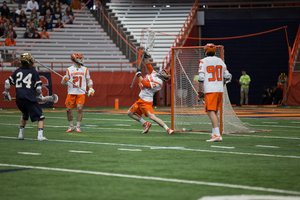 Dom Madonna controlled the net and held Notre Dame to six goals on Saturday in the Carrier Dome.