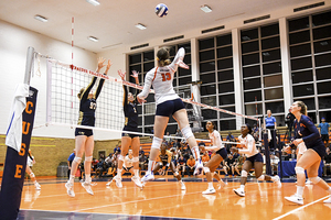 Sophomore Yuliia Yastrub could not play last season but already ranks fifth on the Orange in kills this season. 