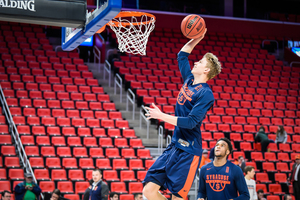 Marek Dolezaj practices before last year's NCAA Tournament.