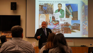 Mark Reese spent around 25 years in Central Asia and served in Uzbekistan from 1994 to 1996. He spoke to students and community members on Tuesday afternoon in Bird Library. 
