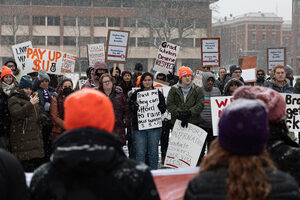 SGEU met outside of Hendrick's Chapel to update the public on the status of several of its negotiations, including an ongoing bargaining process with administration. The union said these negotiations are currently at an 