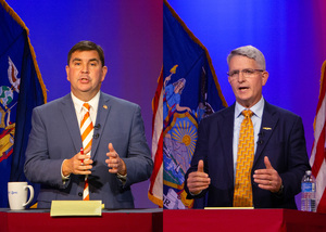 New York State Sen. John Mannion and Rep. Brandon Williams clashed in their third and final debate for the NY-22 congressional seat on Tuesday evening. The debate focused on key voter issues including abortion rights, gun laws and the ongoing Israel-Hamas war.