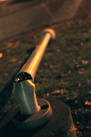 Damaged lamppost on Penn State campus