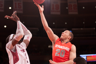 Brandon Triche floats a shot into the Madison Square Garden air. The senior guard joined his teammates in struggling at the line, shooting just 2-of-4.