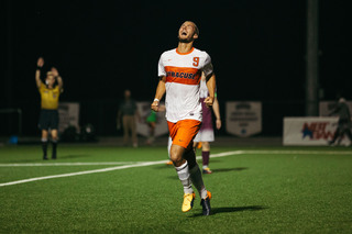 Pieles celebrates after his goal. 