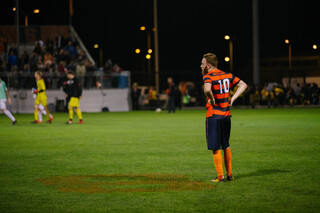 Delhommelle stands off in the distance alone after SU's loss.